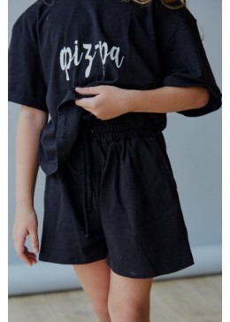 MiliLook черная футболка оверсайз для девочки Фіз-ра Под заказ